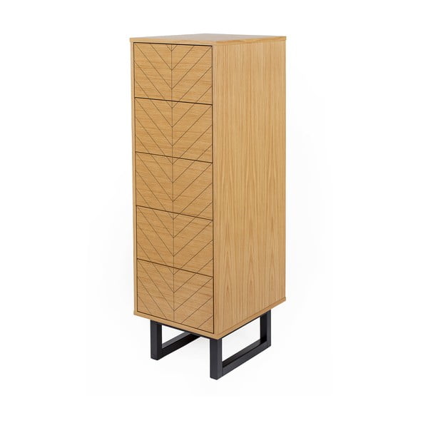 Komoda w dębowym dekorze Woodman Mora Narrow Herringbone Print-image-2