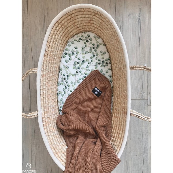 Brązowy pleciony kocyk dziecięcy z domieszką bawełny T-TOMI Autumn waves, 80x100 cm-image-1