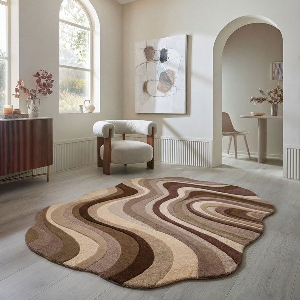 Brązowy/beżowy wełniany dywan tkany ręcznie 160x230 cm Envy Wool – Flair Rugs-image-1