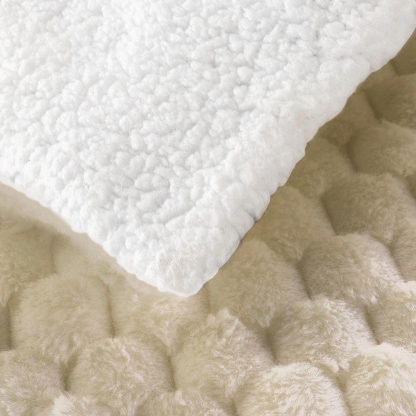 Koc z mikropluszu w kolorze kości słoniowej 180x220 cm Frosty – douceur d'intérieur-image-3