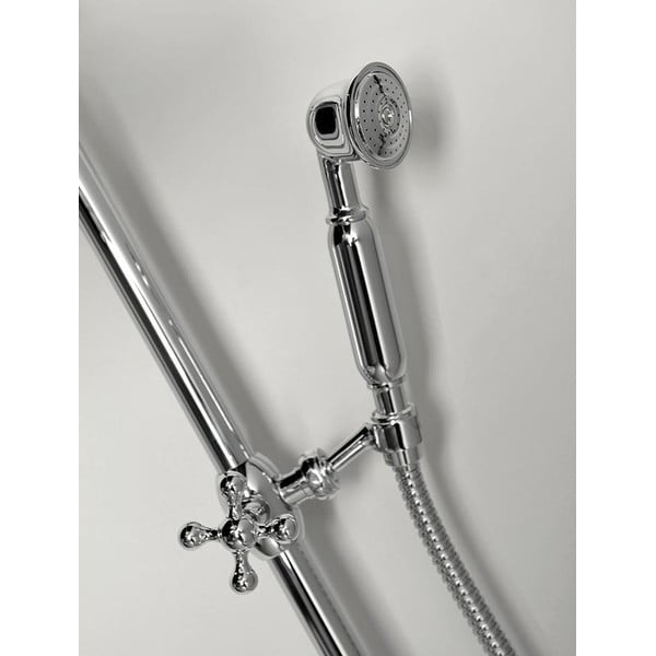 Zestaw prysznicowy z mosiądzu w kolorze srebra z połyskiem z deszczownicą i słuchawką prysznicową 142 cm Antea – Sapho-image-1