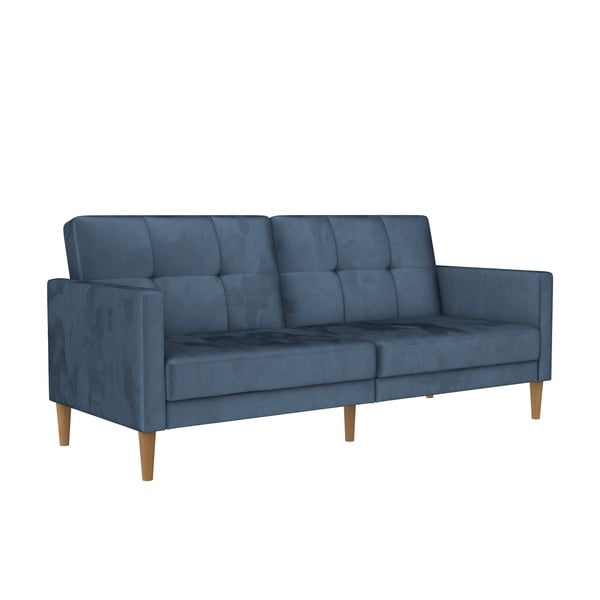 Niebieska aksamitna rozkładana sofa 207 cm Lilly – Støraa-image-3