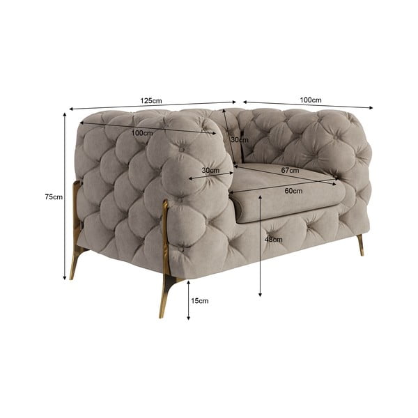 Szarobeżowy aksamitny fotel Chelsea Bis – Ropez-image-4