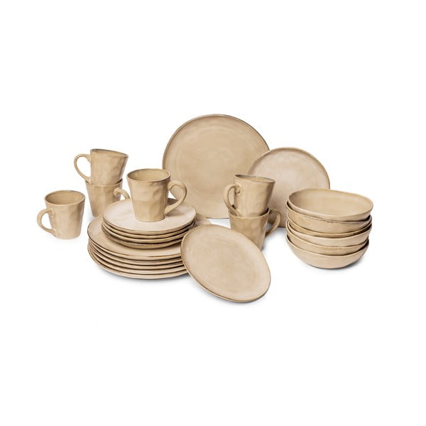 Beżowy zestaw naczyń z kamionki 24 szt. Glosia – Bonami Selection