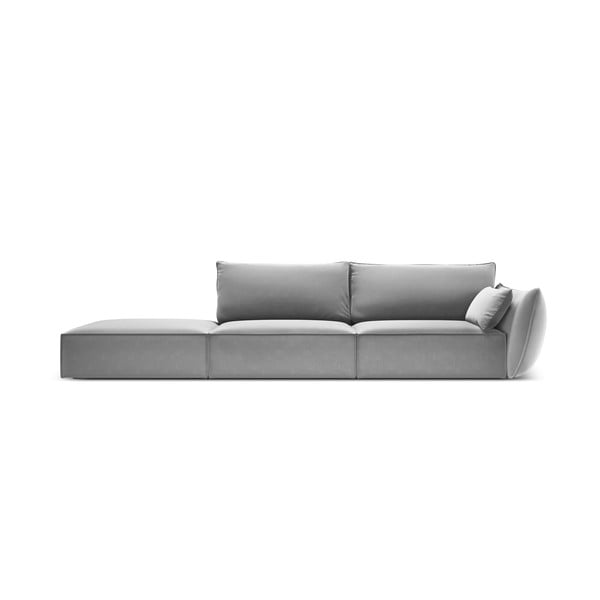 Jasnoszara aksamitna sofa prawostronna 264 cm Vanda – Mazzini Sofas