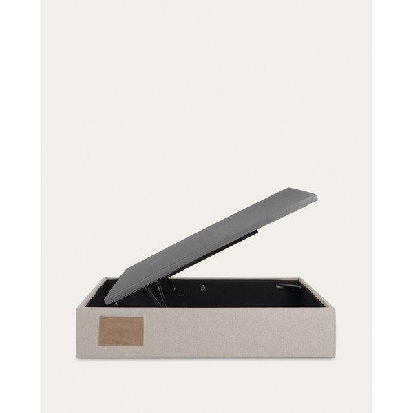 Beżowe tapicerowane łóżko jednoosobowe ze schowkiem 90x190 cm Matters – Kave Home-image-3