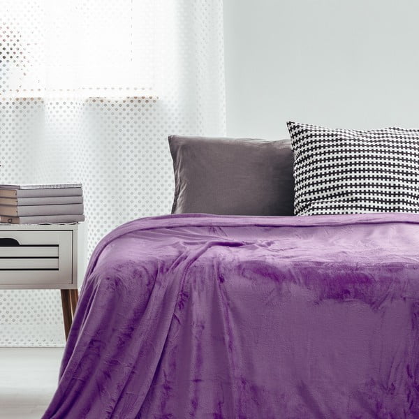 Fioletowy koc z mikrowłókna Decoking Mic Nina, 70x150 cm-image-1