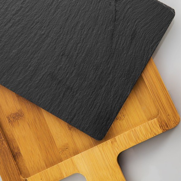 Deska do serwowania z kamienia i bambusu Bambum Lena, 43x23 cm-image-1