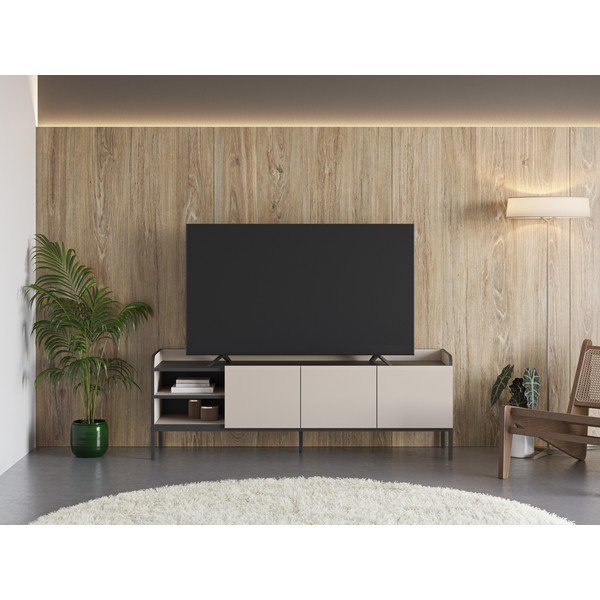 Kremowa szafka pod TV 160x55x42 cm Adara – Marckeric-image-1