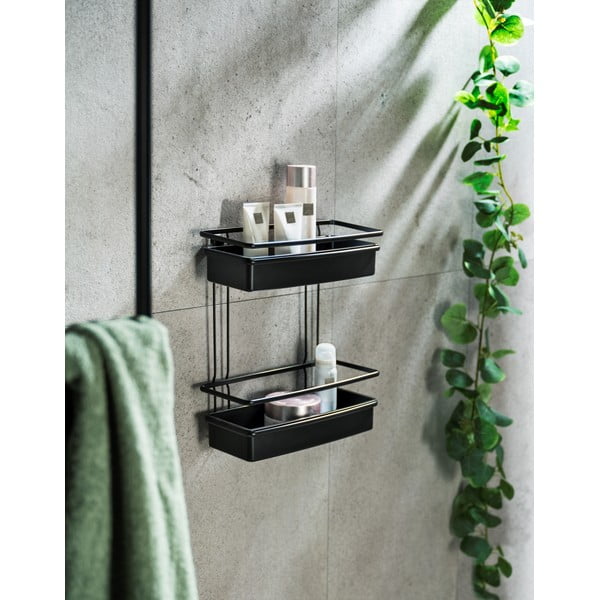 Czarna półka łazienkowa Wenko Molinella, 30x35 cm-image-1