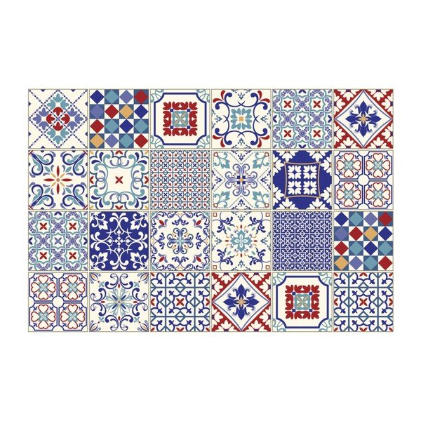 Zestaw 24 naklejek ściennych Ambiance Wall Decal Cement Tiles Azulejos Sofiana, 10x10 cm-image-2