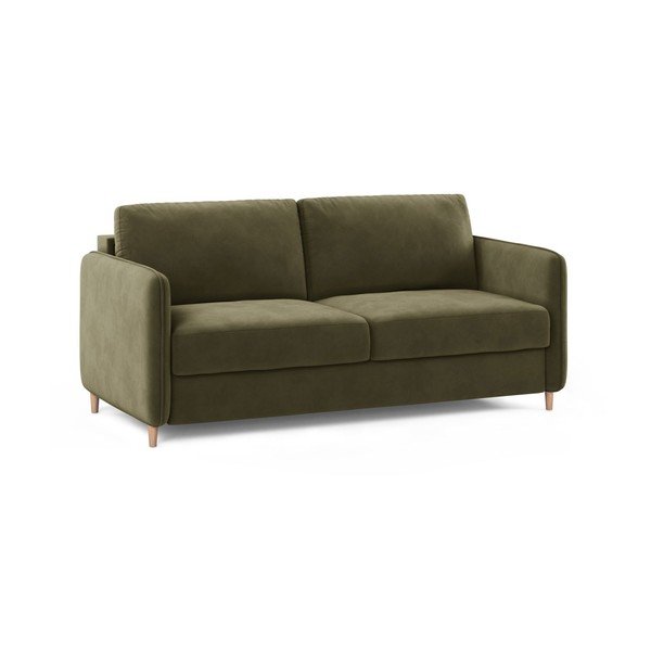 Zielona aksamitna sofa do spania 184 cm – Micadoni -image-2