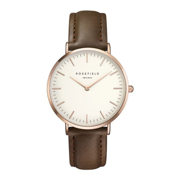 Biało-brązowy zegarek damski Rosefield The Bowery