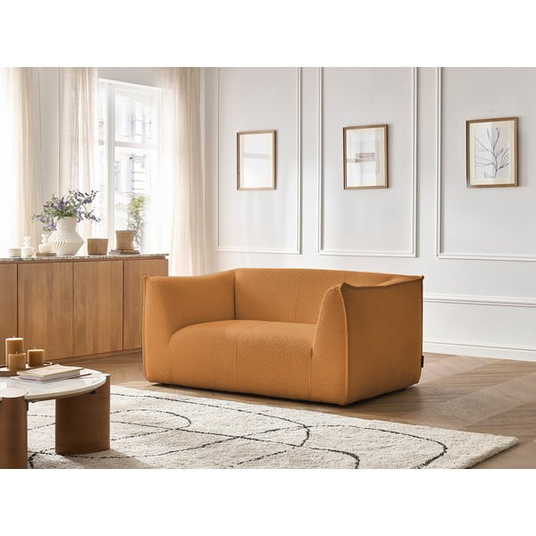 Musztardowa sofa z materiału bouclé 170 cm Giorgia – Bobochic Paris-image-1