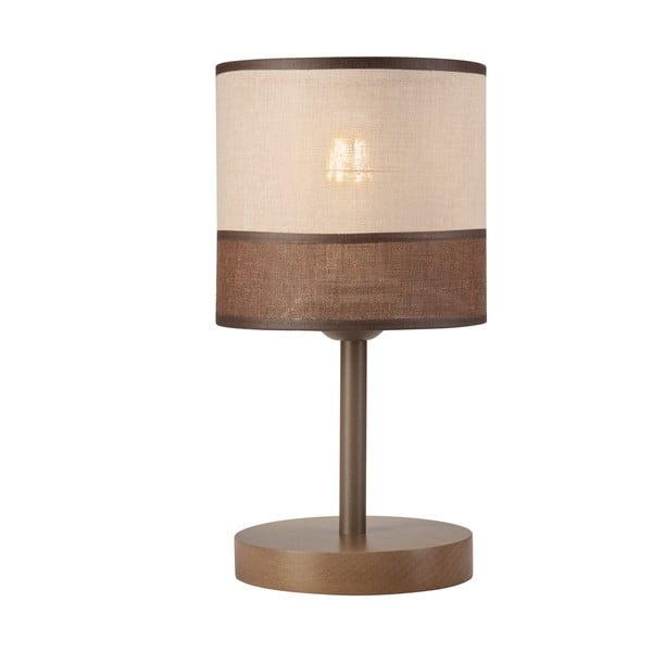Ciemnobrązowa lampa stołowa z tekstylnym kloszem (wys. 30 cm) Andrea – LAMKUR