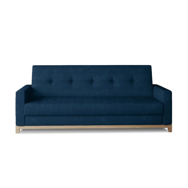 Niebieska aksamitna rozkładana/ze schowkiem sofa 216 cm Selene – ELTAP