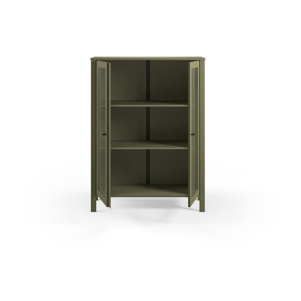 Zielona witryna z litego drewna sosnowego 90x120x40 cm Alessandra – Marckeric-image-3