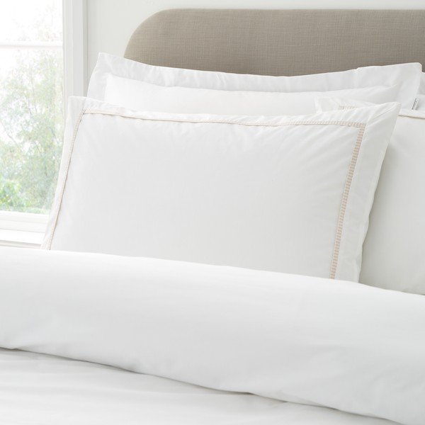 Biało-beżowa pościel jednoosobowa z perkalu bawełnianego 135x200 cm Contrast Trim – Bianca-image-3