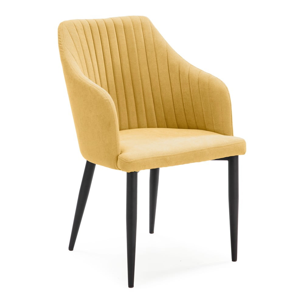 Żółte tapicerowane fotele jadalniane zestaw 2 szt. Nadi – Marckeric