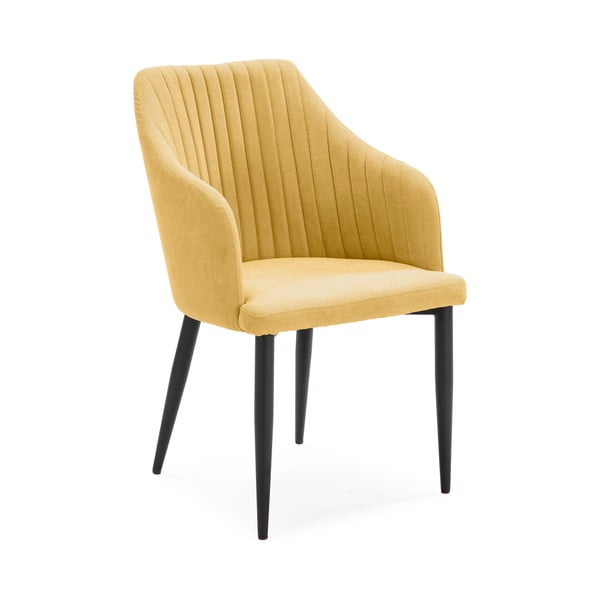 Żółte tapicerowane fotele jadalniane zestaw 2 szt. Nadi – Marckeric