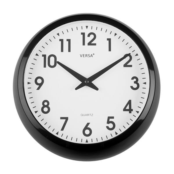 Wiszący czarny zegar kuchenny Versa, ⌀ 30 cm