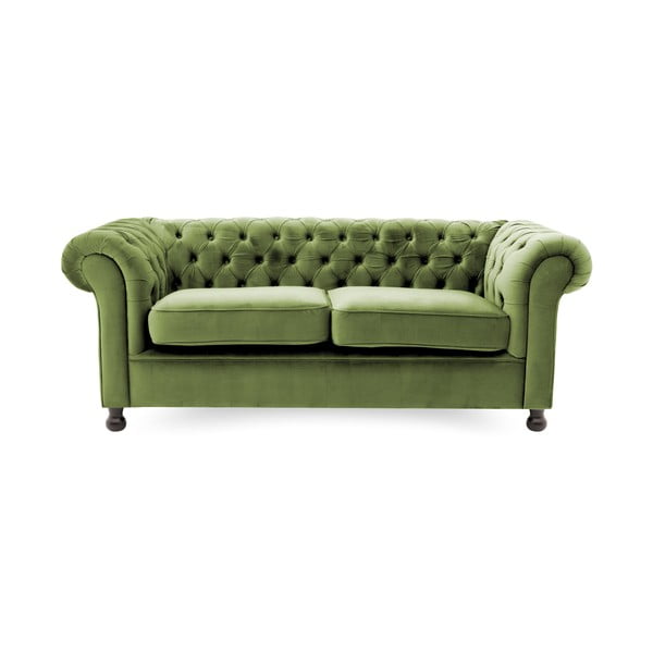 Zielona sofa 3-osobowa Vivonita Chesterfield