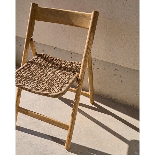 Brązowe drewniane krzesło ogrodowe Dandara – Kave Home-image-2