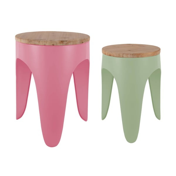 Zielone/różowe metalowe stołki zestaw 2 szt. Double Funky – Leitmotiv