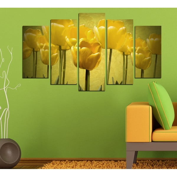 5-częściowy obraz Żółte tulipany