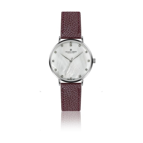 Damski zegarek z bordowym paskiem ze skóry naturalnej Frederic Graff Mont Dolent