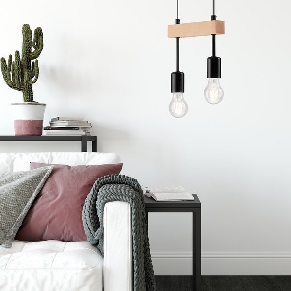 Lampa wisząca w czarno-naturalnym kolorze Orazio – LAMKUR-image-1