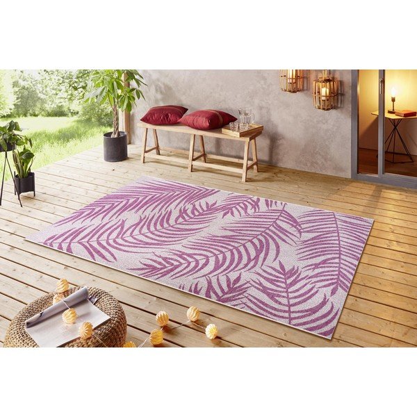 Różowo-beżowy dywan zewnętrzny NORTHRUGS Palmera, 200x290 cm-image-1