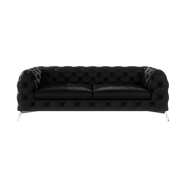 Czarna aksamitna sofa 225 cm Chelsea – Ropez