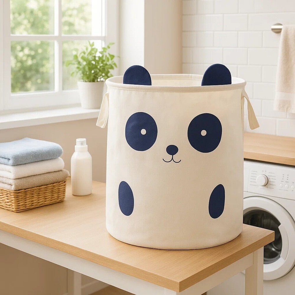 Biały tekstylny dziecięcy kosz na zabawki ø 38x48 cm Mimo Panda Face – Premier Housewares (zdjęcie 5)