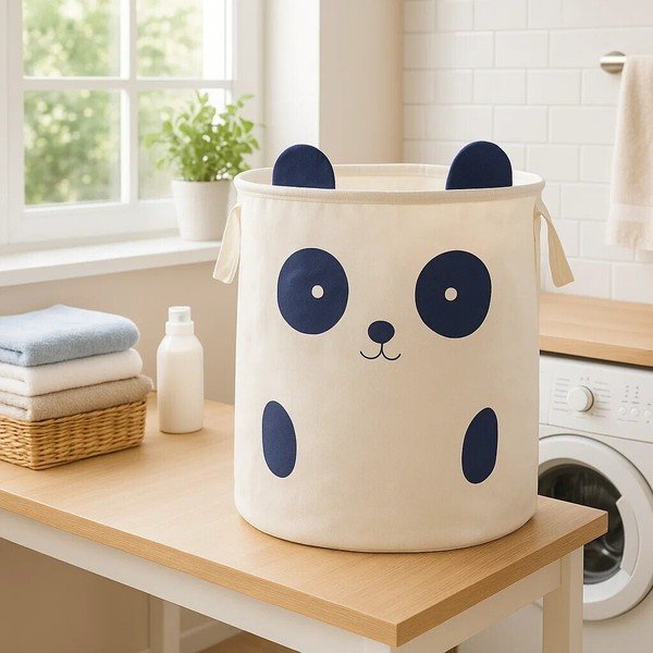 Biały tekstylny dziecięcy kosz na zabawki ø 38x48 cm Mimo Panda Face – Premier Housewares-image-4
