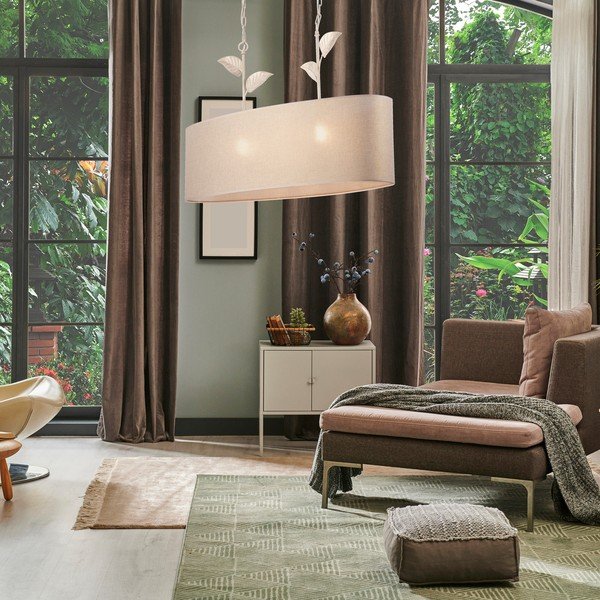 Lampa wisząca w kolorze złota z tekstylnym kloszem Noemi – LAMKUR-image-2