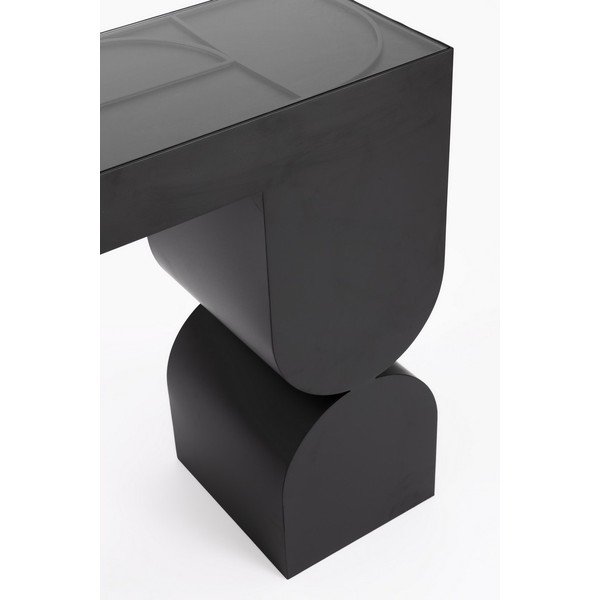 Czarna konsola ze szklanym blatem 32x120 cm Archie – Bizzotto-image-4