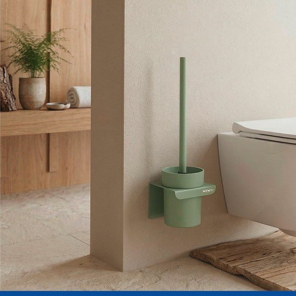 Zielona plastikowa szczotka do WC z mocowaniem Turbo-loc bez wiercenia Lizan – Wenko-image-2