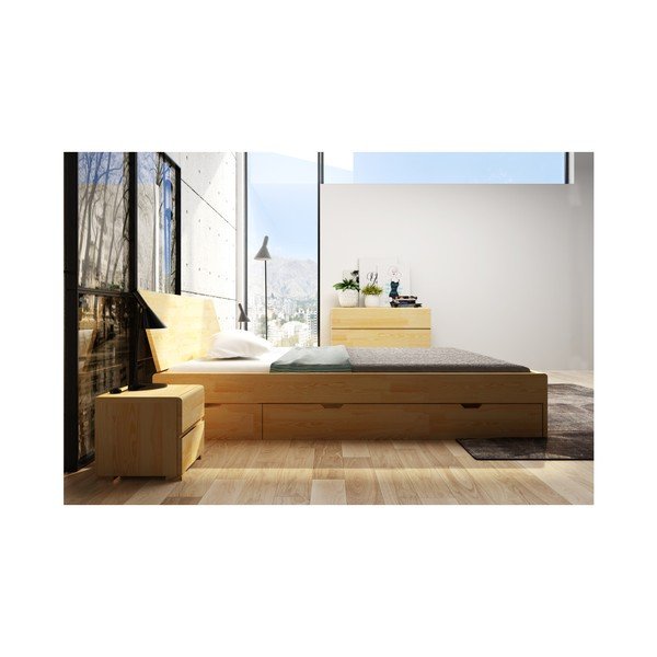 Łóżko 2-osobowe z drewna sosnowego z szufladą SKANDICA Vestre Maxi, 140x200 cm-image-4