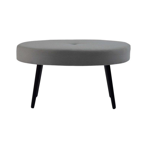 Szary owalny stołek z drewna dębowego Folke Hermod-image-1