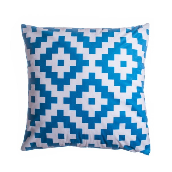 Niebiesko–biała poduszka dekoracyjna 45x45 cm Aztek – JAHU collections