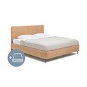 Musztardowe tapicerowane łóżko dwuosobowe z materacem i stelażem 160x200 cm Noira Slim – Bonami Selection