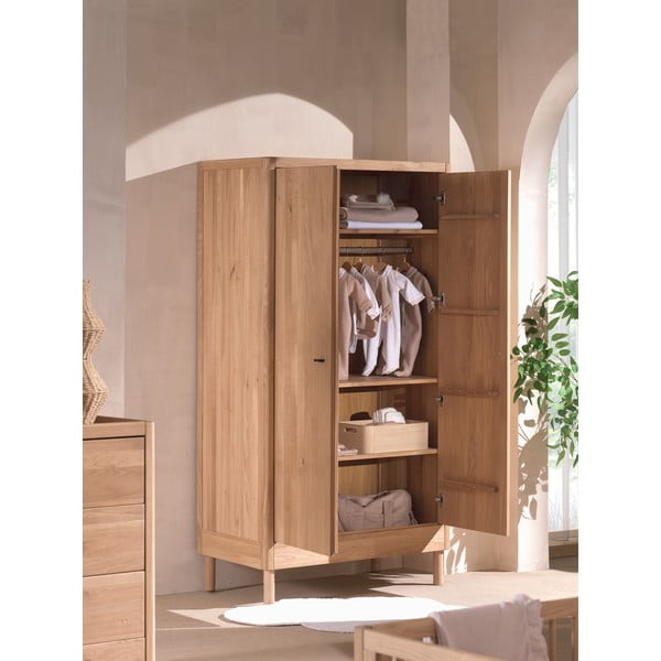 Szafa dziecięca z litego drewna dębowego w naturalnym kolorze 100x190x55 cm Forrest – Vipack-image-4