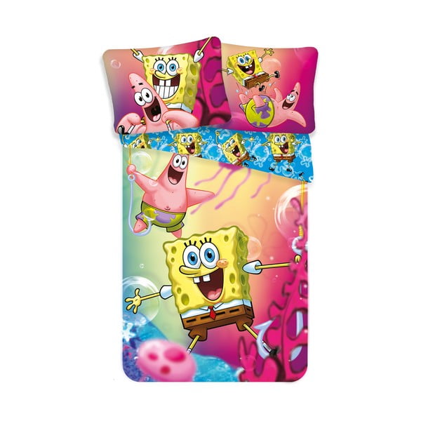 Bawełniana dziecięca pościel jednoosobowa 140x200 cm Sponge Bob – Jerry Fabrics