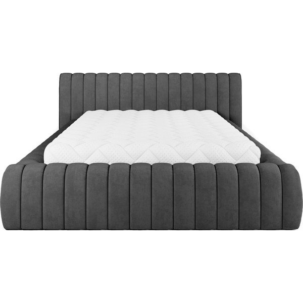 Ciemnoszare tapicerowane łóżko dwuosobowe ze schowkiem ze stelażem 140x200 cm Carilla – ELTAP-image-4