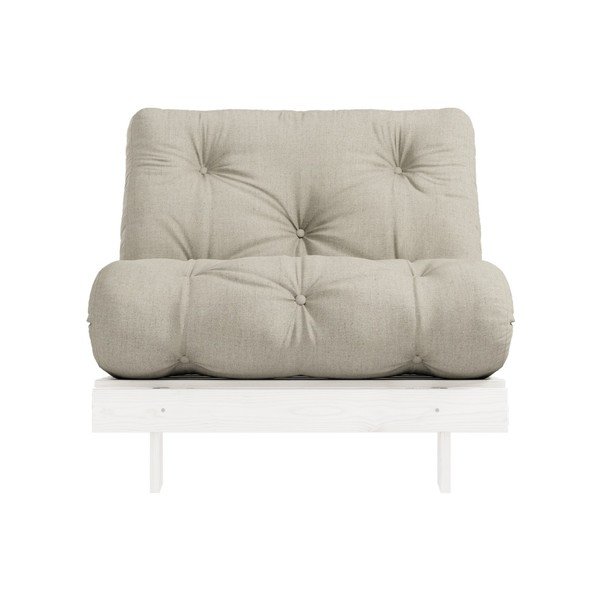 Fotel rozkładany z lnianym obiciem Karup Design Roots White/Linen-image-3