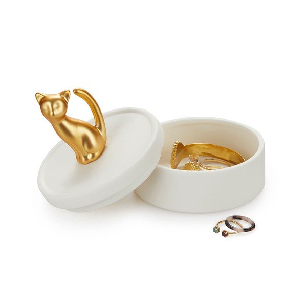 Biała porcelanowa szkatułka na biżuterię Balvi Cat-image-2