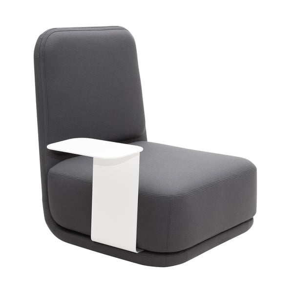 Ciemnoszary fotel z białym metalowym stolikiem Softline Standby High + Side Table