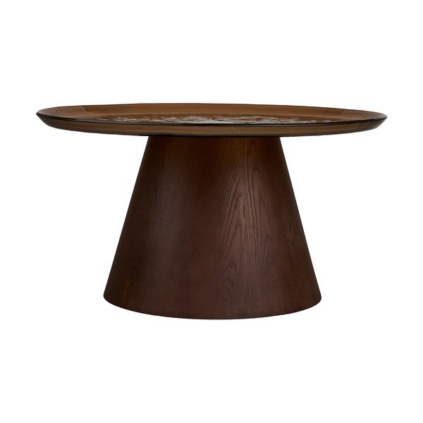 Ciemnobrązowy okrągły stolik ze szklanym blatem ø 80 cm Orvieto – House Nordic-image-3