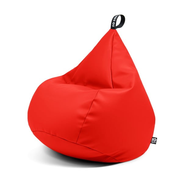 Czerwony worek do siedzenia z imitacji skóry Drop XL – So Soft?